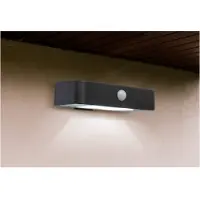 Sygonix Solcells-utomhusväggbelysning med rörelsedetektor SY-4677502 SMD LED 1 W Kallvit Svart