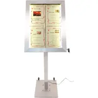 Securit LED informationsdisplay i rostfritt stål för 4xA4, stål, 20 färger ljus MCS-4A4-LSS