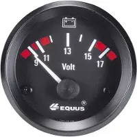 EQUUS 842060 Inbyggnadsinstrument för bil Multimeter Mätområde 9 - 17 V Standard Gul, Röd, Grön 52 mm
