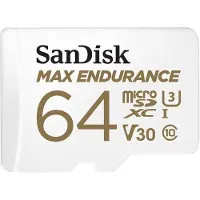 SanDisk Max Endurance - Flash-minneskort (microSDXC till SD-adapter inkluderad) - 64 GB - Video Class V30 / UHS-I U3 / Class10 - mikroSDXC UHS-I