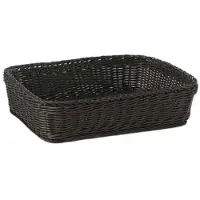 Multi Brödkorg 40x30x10 cm rektangulär kraftig flätad PP svart, 40 st/fp