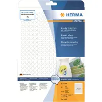 Herma Special - Papper - matt - borttagbar självhäftning - vit - 10 mm rund 7875 etikett (er) (25 ark x 315) etiketter
