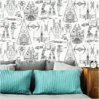 RoomMates Star Wars Blueprint Blå Peel & Stick Tapet av , RMK11036WP