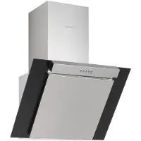 Silverline SL 3283 RF MENSA - Kåpa - vinklad skorsten - djup: 46 cm - utsug och återcirkulering (-) - utan motor - rostfritt stål/svart glas
