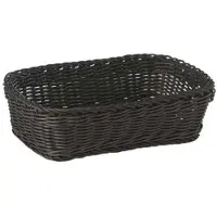 Multi Brödkorg 31x21x9 cm rektangulär kraftig flätad PP svart, 48 st/fp