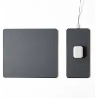 POUT Splitted mouse pad with high-speed charging HANDS 3 SPLIT dust, Grå, Monokromatiskt, ABS synthetics, Polyuretan, USB-ström, Halksäkert underlag