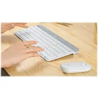 Logitech Slim Combo M Tangentbord, mus-set Sladdlös med numeriskt tangentbord, Scrollwheel, Tysta knappar US-engelska, QWERTY Vit