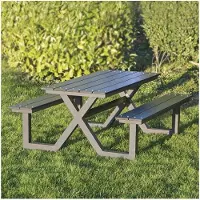 NSH Nordic Barnbord-/bänksats X-modell svart nonwood och antracitstål HORTUS (801-090)