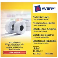 Avery Prisetiket PLR1226 hvid 26x12 mm aftagelige - (15.000 etiketter)