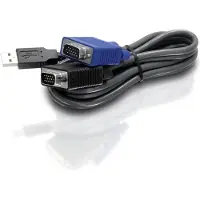 Trendnet TK CU15 - Tangentbords-/video-/muskabel - USB, HD-15 (VGA) (hane) till HD-15 (VGA) (hane) - 4.5 m - svart