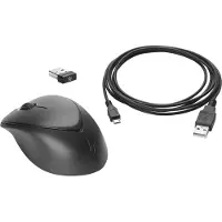 HP Premium - Mus - höger- och vänsterhänta - laser - 3 knappar - trådlös - 2.4 GHz - trådlös USB-mottagare - svart