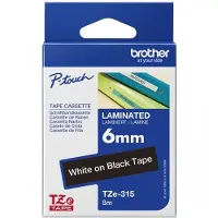 Brother TZe-315 Märkband PET Bandfärg: Svart Skriftfärg: Vit 6 mm 8 m