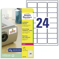 Avery Etiketter Triple Bond L6140-20, vit, 63,5 x 33,9 mm, förpackning om 480 st.