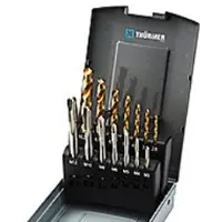 Thürmer Tools HSSE spåntapp och borr M3-12 - gängtapp- och borrsats med TiN-borr 14 delar