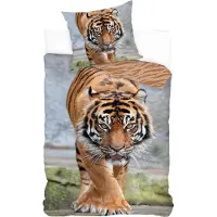Licens Tiger sängkläder - 100% bomull - Barnsängkläder 140x200 cm - Gående tiger