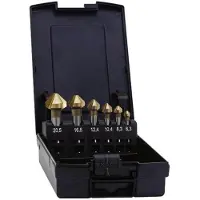 Exact 05568 Konisk försänkarset 5 delar 6.3 mm, 10.4 mm, 16.5 mm, 20.5 mm, 25 mm HSS TiN Cylinderskaft 1 set