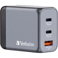 Verbatim - Strömadapter - GaN - AC 100-240 V - 65 Watt - utgångskontakter: 3