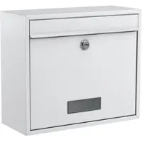 Basi BK 900, Väggmonterad brevlåda, Stål, Vit, Vågrät, nyckel, 1 styck