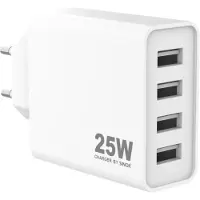 Sinox beslag Sinox väggladdare 4xUSB-A 25W. Vit, inomhus, USB, 5 V, Vit