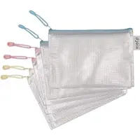 Djois dragkedjeväska ZIPPER pastell, DIN A5, PVC blandade färger, med förstärkta trådar, transparent, stänkskydd – 6 st (509020)