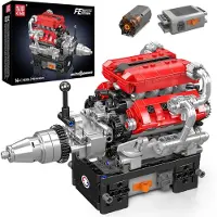 Mould King 10204 Teknikbil Motorleksaker Den Motoriserade FE Sportbil V8-motor Byggkloss Tegel Barn Julklapp 10204