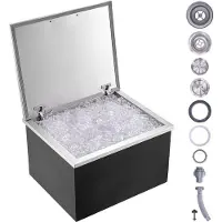 Vevor kylbox för nedsänkbar kylning, 68 cm L x 40 cm B x 43 cm H rostfritt stål, kommersiell islåda med gångjärnsförsett lock, 1,8 liter isbar för utomhuskök, avloppsrör och avtappningsplugg ingår, fö