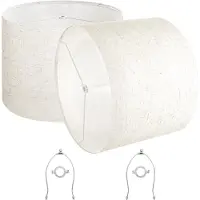 Vevor Trumma lampskärmar 2-set, 40 cm topp x 40 cm botten x 30 cm hög, stor lampskärm med harpa, reservlampskärm för bordslampor, golvlampor och pendellampor, enkel montering krävs (ljus linne)