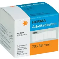 Herma 4340 etiket vit 70x38mm - manuell adresseetiketter - på rulle