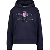 Gant för kvinnor. 4200276 Archive Shield Hooded Sweatshirt marinblå (L), Casual, Bomull, Marino
