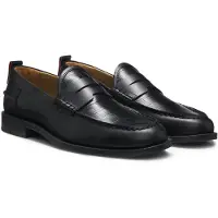 HUGO Leather loafers with crocodile vamp