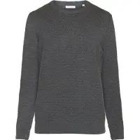 KnowledgeCotton Apparel Vagn Regular Bubble Knit Crew Neck Dark Grey Melange