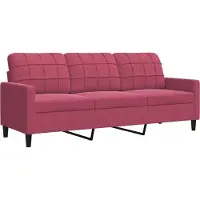 vidaXL 3-sitssoffa vinröd 180 cm sammet