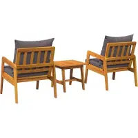 vidaXL Bistroset med kudde 3 pcs Brun Massivt Akaciaträ