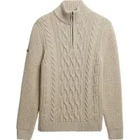 Superdry Tröja Halvzip Jacob Cable Ecru Off-White Vit Storlek