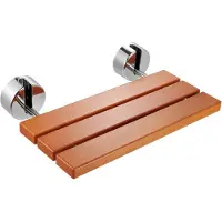 Vevor Hopfällbar duschstol i teak, 51 x 33 cm utfälld, väggmonterad hopfällbar duschbänk med 180 kg lastkapacitet, platsbesparande hopfällbar duschstol för hemvård, för seniorer, gravida kvinnor och b