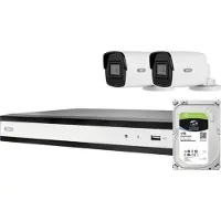 ABUS Komplett-Set mit 2 PoE Mini Tube-Kameras + Rekorder TVVR36423T LAN IP-Övervakningskameraset 1920 x 1080 pixel