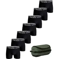 Björn Borg Cotton Stretch Boxers + Wash Bag 7-pack Svart, S