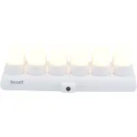 Securiton Securit set 12 st. LUNA glasljusstakar, 12 st. LED värmeljus och laddstation, gyllene orange/vitt ljus