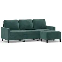 vidaXL 3-sitssoffa med fotpall mörkgrön 180 cm sammet