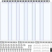 Vevor Klar PVC-gardin, 2,1 m höjd x 0,96 m bredd x 2 mm tjocklek, 6 st. gardinremsor för kylrum, värmeisolerande plastdörrremsor för lager, frys, garageportar