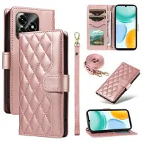 Mtp Products Honor X5c Plus Lyxigt Quiltat Plånboksfodral - roséguld