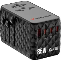 Verbatim Charge 'n' Travel - Strömadapter - GaN III, universell - 85 Watt - 10 A - Power Delivery 3.0 + PPS, QC 4.0, Strömmatning 3.1, QC 4.0+ - 4 utdatakontakter (USB-C, USB)