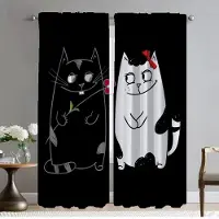 Household supplies MH Moderna vardagsrumsgardiner för kamera Rolig älskare katt Heminredningsgardiner 2 stycken Fönstergardin Halloweendekoration Barn W50xH70cmx2pcs-CL