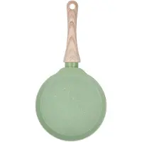 Konnwei Stekpanna Trähandtag Aluminiumlegering Matlagningspanna Snabb Uppvärmning Non-Stick Omelettpanna för Hemma Small grön
