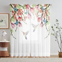 Household supplies MH 2 Delar HD Digital Vår Kolibri Blomstermönster Gardiner Heminredningsstil Inreda Vardagsrum Sovrum Stånggardin W52H63inchW132H160cm