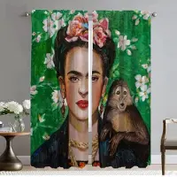 Household supplies MH Köksgardiner för vardagsrum Gardin för rum 2 paneler F-kahlo Heminredning Gardiner Rullgardiner Avdelare Halloweendekoration W132xH183cmx2pcs-CL