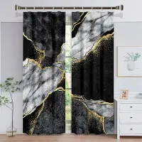 Household supplies MH 3D Modern Svart Guld Abstrakt Konst Marmor Elegant Design 2 Delar Tunn Skuggning Fönster Draperigardin för Vardagsrum Sovrum Dekor 100W130H(CM)40x51in&Grommet Top