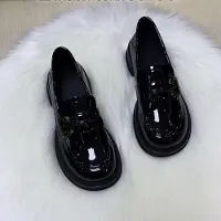 Dodge Vår och Höst Nya Lädskor Damskor Brittisk Stil Plattform Svarta Lackskor Japansk Stil Allmatchande Loafers Pumps 35