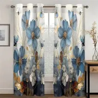 Household supplies MH 2 st Blommiga Gardiner För Vardagsrum Sovrum Fönsterdraperier Fönsterdekorationer Hemdekoration Rumsdekoration 50W160H(CM)x2Panel&Grommet Top