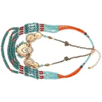 GoolRC Bohemiskt Halsband Vintage Handgjort Pärlbelagt Flerlager Färg Klädtillbehör Dam Smycken